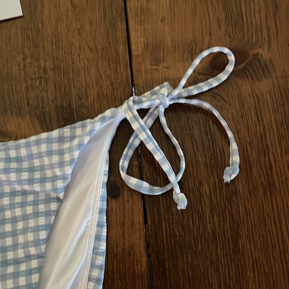 Andies Swim The String Bottom Womens L Light Blue White Gingham Pattern … - Picture 5 of 11